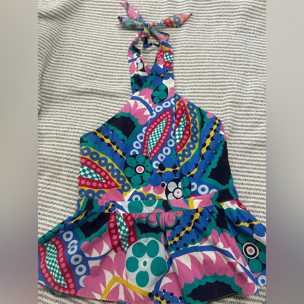 JJ Crew Ratti Kaleidoscope Peplum Halter Top